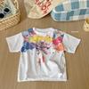 Tamanho Rolo 25 Verão Infantil Algodão Fino Desenho Animado Manga Curta Camiseta Meninos e Meninas Bebê Gola Redonda Top Algodão Fofo
