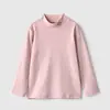 Categoría Camiseta Básica Peinada de Algodón con Felpa Inferior para Niños Niñas Cuello Semi Alto Mangas Largas Cálidas Tallas Mediana y Grande Ropa de Otoño e Invierno para Niños