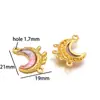 Colgante de Acero Inoxidable con Incrustaciones de Diamantes Estilo Francés Mariposa Luna Corazón Dorado Accesorios para Collar Pulsera Joyería Venta al por Mayor Transfronteriza