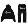 Conjunto de Moletom Estilo Americano High Street Hip Hop com Estampa de Alfabeto Moda Masculina Versátil Moletom com Capuz Calça de Moletom
