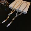 Collar de cadena de serpiente con incrustaciones de diamantes exagerados, estilo europeo y americano, personalizado, estilo hip-hop, elegante y de alta calidad, con clavícula metálica para mujer.