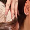 Pendientes y Anillos de Libélula con Diamantes Rosa Dulce, Diseño Sencillo de Nicho, Lujo Ligero, Sensación de Alta Gama, Accesorios de Pendientes Asimétricos