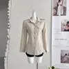 Camisa de trabalho Fart Shopp estilo coreano com linhas limpas para mulheres, top levemente solto para primavera/verão