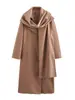 Comércio Exterior Europeu e Americano Transfronteiriço Roupas Femininas Aliexpress Popular Outono e Inverno Novo Gola Cachecol Casaco de Lã Estendido