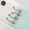 Nuevo Modelo Transfronterizo G23 Aleación de Titanio Rosca Interna Piercing de Ombligo Estilo Cilíndrico con Incrustación de Circonita F136 Joyería para Piercing Anillo de Ombligo