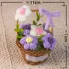 Mini Cestas de Flores de Tricô, Margaridas Pequenas, Flores Tecidas, Lembrancinhas Dia das Mães Formatura, Presentes Decorativos, Atacado Transfronteiriço