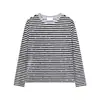 Camisa listrada com estampa de estrela estilo retrô de manga longa, top casual leve e respirável para homens, camiseta moderna e estilosa para o verão com proteção solar
