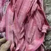 Renda com franjas de fio de algodão, borlas, fio de poliéster espesso, base de algodão, borda, cores fluorescentes, decoração colorida