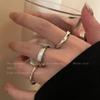 Anillo de Corazón de Zirconia Coreana para Mujer Lujo Accesible Nicho Alta Gama Juego de Anillos Lisos Ajustable Anillo para Dedo Índice