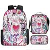 Mochila Transfronteriza Nueva Llorido Nocturno de Navidad Halloween Mochila de Poliéster Mochila de Estudiante Bolso Bandolera Set de Tres Piezas