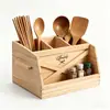 Caja de almacenamiento compartimentada de madera maciza, organizador de utensilios de cocina, caja de almacenamiento de condimentos para escritorio, caja de madera multi-compartimento, estante de almacenamiento de madera