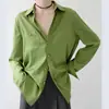 Camisa de Manga Larga Verde Fruta Exquisita Nueva Calada Dorada para Mujer Corte Holgado Adelgazante Ropa de Trabajo Profesional Top Elegante Chic