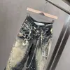 Novedad Primavera y Verano 2026 Diseño de Nicho Cadena Estampada Estéreo Pantalones de Pierna Ancha Estilo Ins Cintura Alta Estilo Callejero
