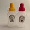 Botella de salsa especial de fábrica directa transfronteriza, botella pequeña linda para apretar, botella de condimento, botella secundaria de salsa de tomate para ensalada, lote