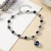 Pulsera Retro Estilo Ins Azul Profundo con Forma de Corazón Tachonada de Diamantes, Elegante y Exquisita con Diseño Patchwork para Mujer, Suministro de Pulsera de Diseño Nicho