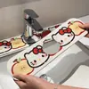 Tapete Drenante para Torneira Desenho Animado Fofo, Tapete Universal para Bancada de Cozinha, Tapete para Pia de Banheiro, Tapete Absorvente Antiderrapante