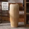 Vaso de Cerâmica Grande de Chão Jingdezhen, Jarra de Cerâmica Grossa Artesanal Retro Nostálgica, Ornamento Feng Shui para Sala de Estar Hotel, Frete Grátis