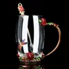 Caneca de Vidro Esmaltado para Uso Doméstico, Caneca de Café Criativa e Luxuosa para Mulheres, Alto Valor Estético, Caneca de Café da Manhã com Tampa para Leite de Soja, Presente