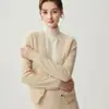 Cárdigan de Terciopelo Baicai con Cuello en V Francés 100% Cachemira Nuevo Otoño/Invierno 2026 Suelto Simple Tejido Suéter Abrigo