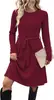 Vestido Transfronteiriço Gola Redonda Canelado Manga Longa Patchwork Xadrez Cadarço Cintura Marcada Corte A Estilo Europeu Outono/Inverno Roupas Femininas