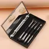 Estojo Portátil para Armazenamento de Pincéis de Maquiagem com Espelho Embutido, Conjunto de 4 Pincéis para Maquiagem dos Olhos de Viagem