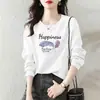 Sudadera de Manga Larga para Mujer, Holgada Retro con Hombros Ligeramente Caídos, Nueva Sudadera de Cuello Redondo Otoño e Invierno, Chaqueta Superior de Terciopelo Engrosada