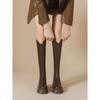 Botas Nuevas de Suela Gruesa con Boca en V para Mujer Otoño e Invierno 2025 Marrón Tacón Grueso Estilo Británico Botas de Caballero Hasta la Rodilla