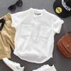 Camisa de Manga Corta para Niños, Camiseta de Algodón de Verano, Camisa de Cuello Alto para Bebé, Camiseta Base Transpirable Delgada, Elegante y Fresca