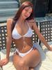 Bikini de Tres Puntos con Cordones Multicolores 2025 Nuevo Estilo Ins Color Sólido Sexy Aspecto Delgado Push-Up Ajustado al Cuerpo para Mujer