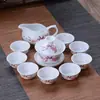 Conjunto de chá de cerâmica azul e branca, infusor de chá doméstico, gaiwan Kung Fu, conjunto completo de xícaras de chá simples, loja de fábrica atacadista transfronteiriça