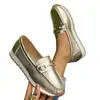 Comércio Exterior Transfronteiriço Sapatos Femininos Tamanho Grande Outono 2025 Novo Estilo Corrente de Metal Mocassins Casuais de Solado Grosso Atacado
