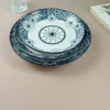 Cuencos y Platos de Cerámica Blue Charm: Popular Vajilla de Estilo Japonés para Uso Doméstico, Cuenco de Cerámica con Color Bajo Esmalte para Sopa y Fideos, Apto para Microondas