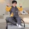Pijama de inverno infantil para meninos, macacão de veludo jacquard espesso com zíper, corte para meninos grandes, veludo com estampa floral, roupa de casa, pijamas no atacado