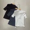 Suéter de punto de lana para mujer, color liso, cuello semi-alto, manga tres cuartos, capa base para otoño 2026, elegante, adecuado para ir al trabajo, elástico, adelgazante