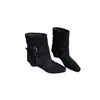 Botas Cortas Chunky de Punta Cuadrada para Mujer 2026 Nuevas Hebilla de Cinturón Oculta Aumentadoras de Altura Botas para Pantalones Botas Western Delgadas Retro Esmeriladas para Mujer
