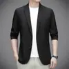 Terno de Seda de Gelo Masculino Verão Ultra-fino Elástico Casual Simples Ocidental Business Masculino Slim Fit Secagem Rápida Leve Jaqueta de Terno