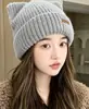 Gorro de Punto con Orejas de Gato para Mujer, Cálido de Invierno, Moderno, Casual para Compras, Gorro con Orejas de Gato de Punto para Protección de Orejas