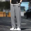 Pantalones de Vestir Deportivos Casuales para Hombre de Seda Helada de Verano, Delgados, Holgados, de Pierna Recta, Color Sólido, Versátiles