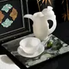 Estilo Clásico Chino Juego de Té de Jade Natural Set Decorativo para Habitación Modelo Sala de Estar Adornos para Tetera