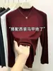 Top base de manga larga estilo europeo, color blanco carbón, cuello alto medio, para mujer, nuevo para otoño e invierno, corte ajustado, adelgazante, moderno