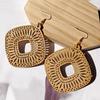 Aretes de Madera Calientes Exagerados Transfronterizos Europeos y Americanos Literarios Retro Sentido de Alta Gama Aretes de Estrella Geométricos Huecos Aretes