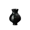 Vaso cerâmico rústico preto vintage estilo japonês, pote de cerâmica estilo wabi-sabi, peça decorativa para mesa de sala de estar de casa de temporada com senso de ambiente e adequado para flores secas
