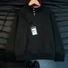 Sudadera de estilo coreano, corte limpio, con media cremallera y cuello alto para hombre, otoño, gris cáñamo con cuello de contraste, top pullover casual holgado deconstruido