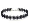 Traje de collar de encaje punk gótico con tatuaje elástico negro transfronterizo, traje de collar negro con flor de perla pequeña