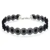Gargantilla Negra Geométrica Oscura con Flores Pequeñas Góticas Europeas y Americanas Más Vendida de Amazon para Mujer, Collar Retro