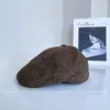 Chapéu Harris Espinha de Peixe para Frente Feminino Outono e Inverno Lã com Aba Boné Retrô Britânico Chapéu de Equitação Moda Versátil