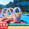 Equipo de verano para jugar en el agua fuente de acero inoxidable bicicleta de pedales generación de energía bicicleta pulverizadora de agua equipo de diversión interactivo grande