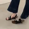 ¡Estilo retro de chica caliente con bloques de color! Sandalias de cuña de gamuza de una tira con punta cuadrada para mujer, sandalias de tacón alto de punta abierta versión coreana de verano