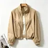 Nova jaqueta corta-vento com gola alta para mulheres, novo estilo primavera e outono, jaqueta casual fina popular para mulheres baixinhas