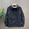 Nueva sudadera con capucha para hombre de otoño para el trabajo, con bolsillos grandes y de cremallera, chaqueta tipo pullover, abrigo casual de corte holgado, moderno
